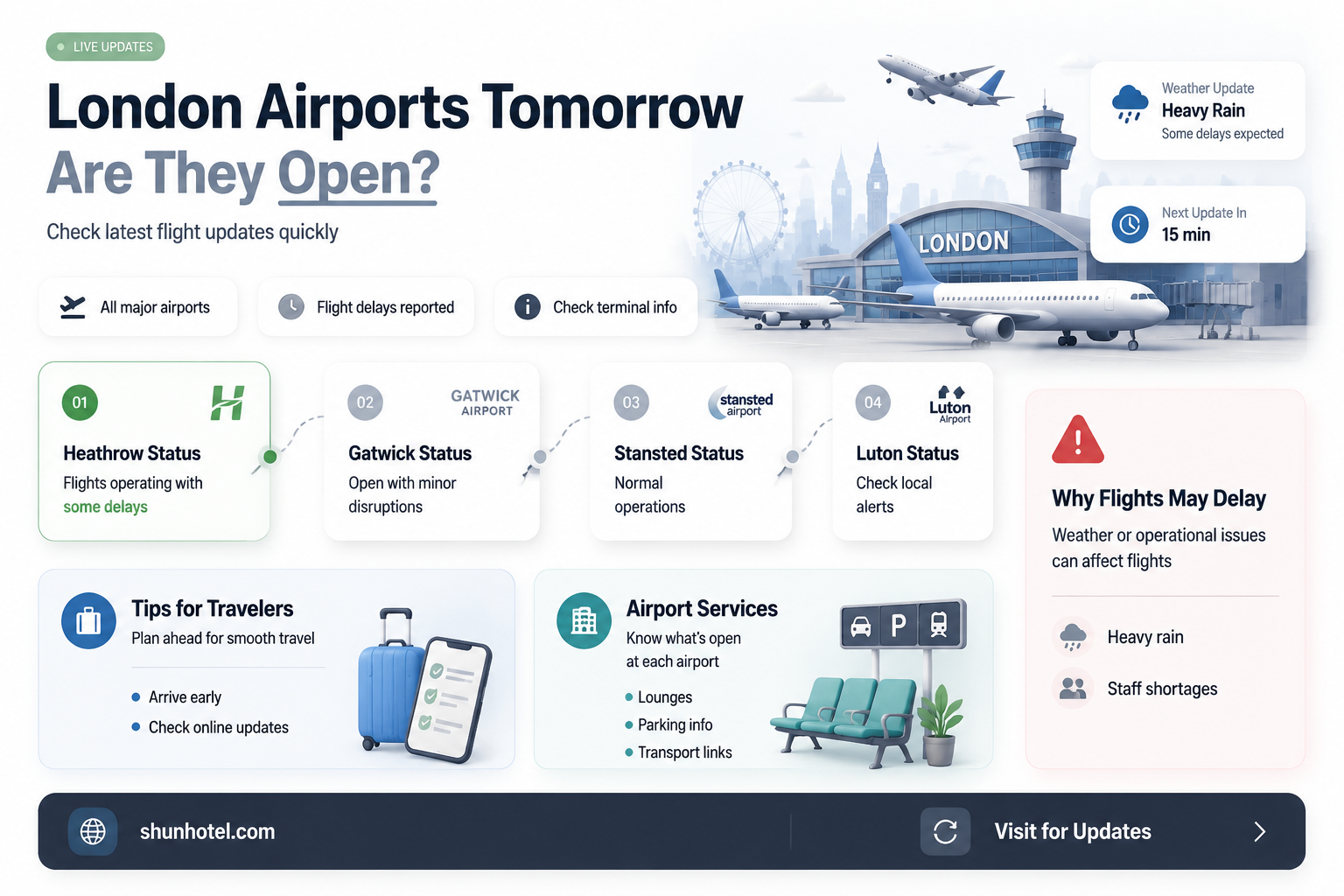 are london airports open tomorrow