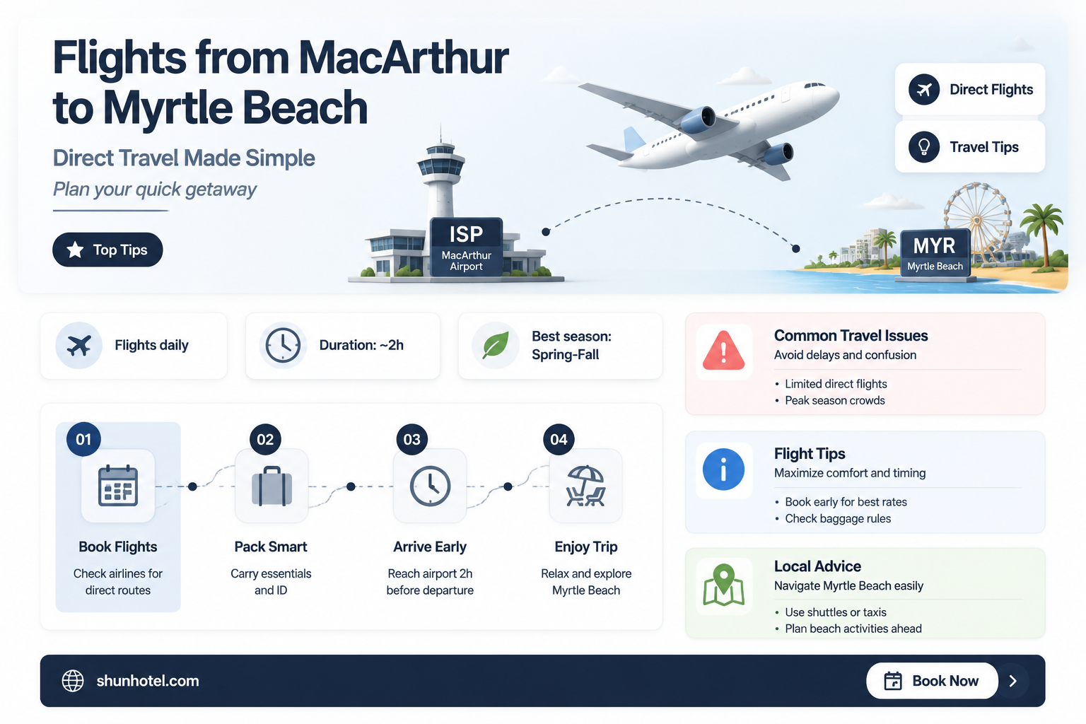 are flights from macarthur airport to myrtle beach international