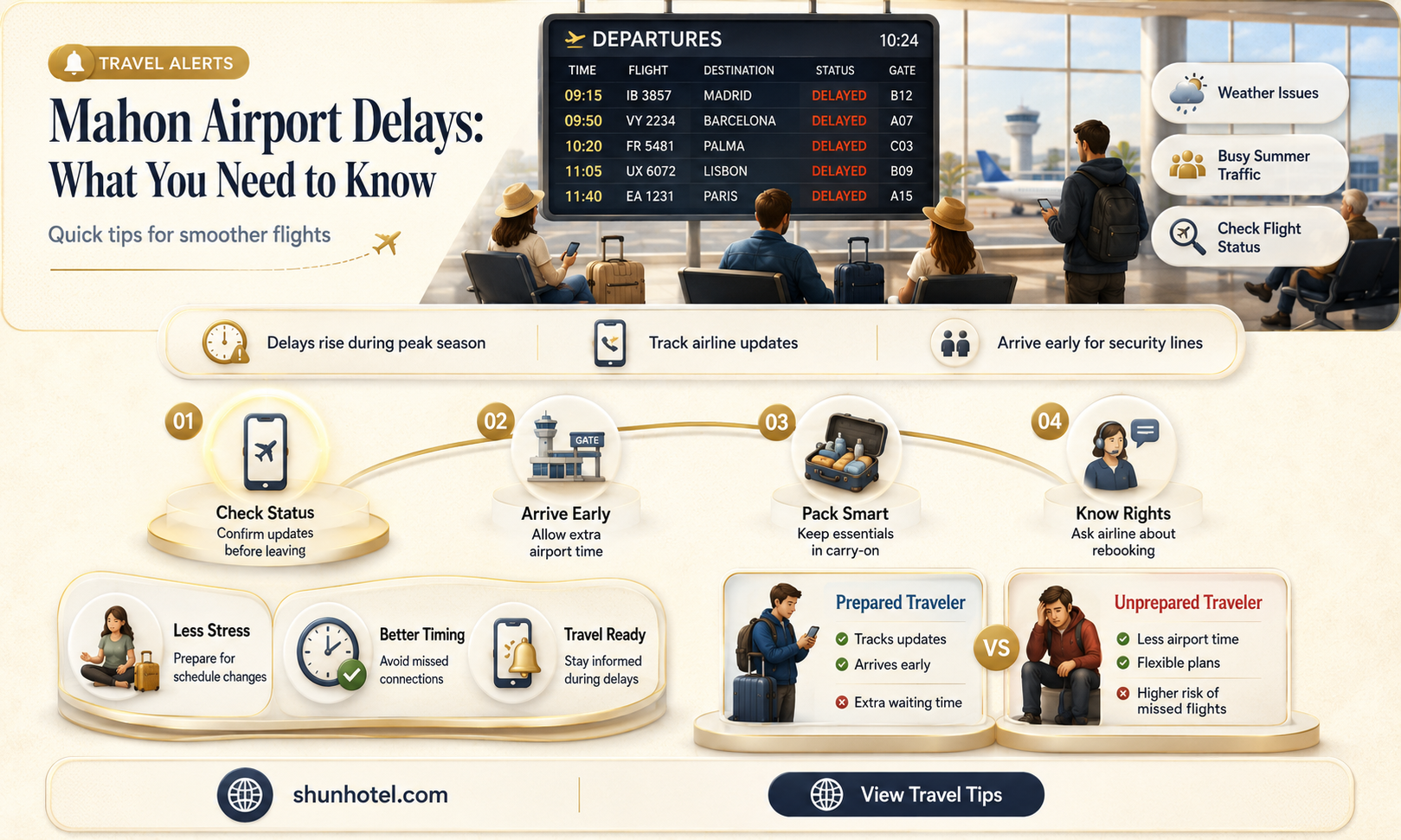 are there delays at mahon airport