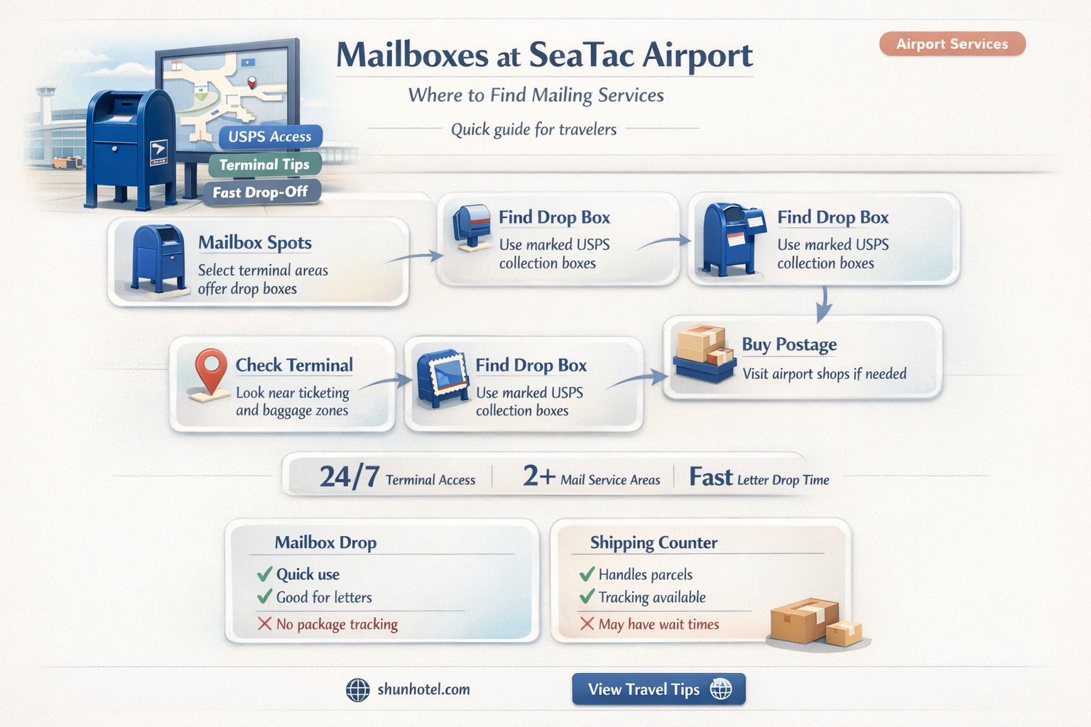 are there mailboxes at seatac airport