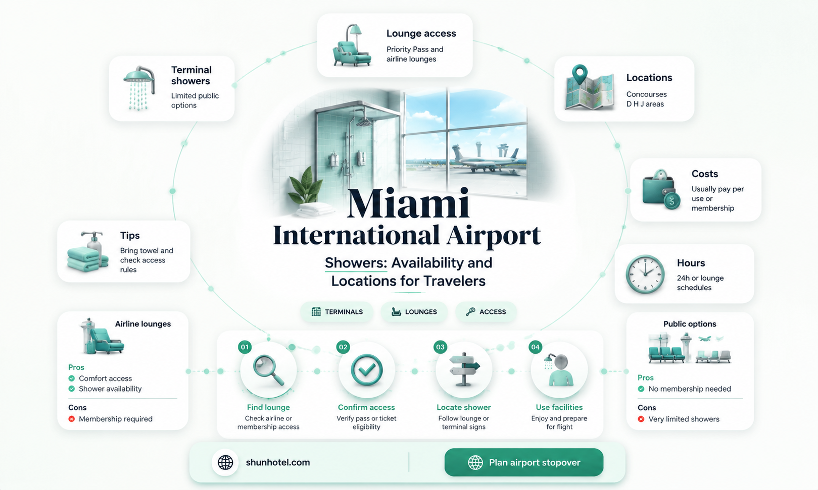are there showers at miami international airport