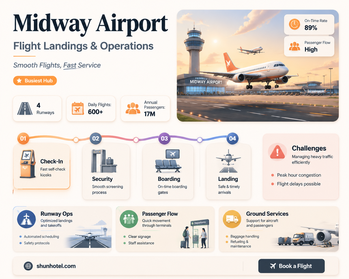 are flights landing at midway airport