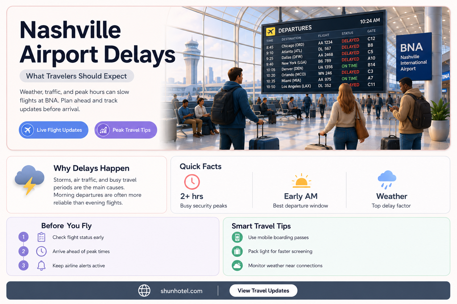 are there delays at nashville airport