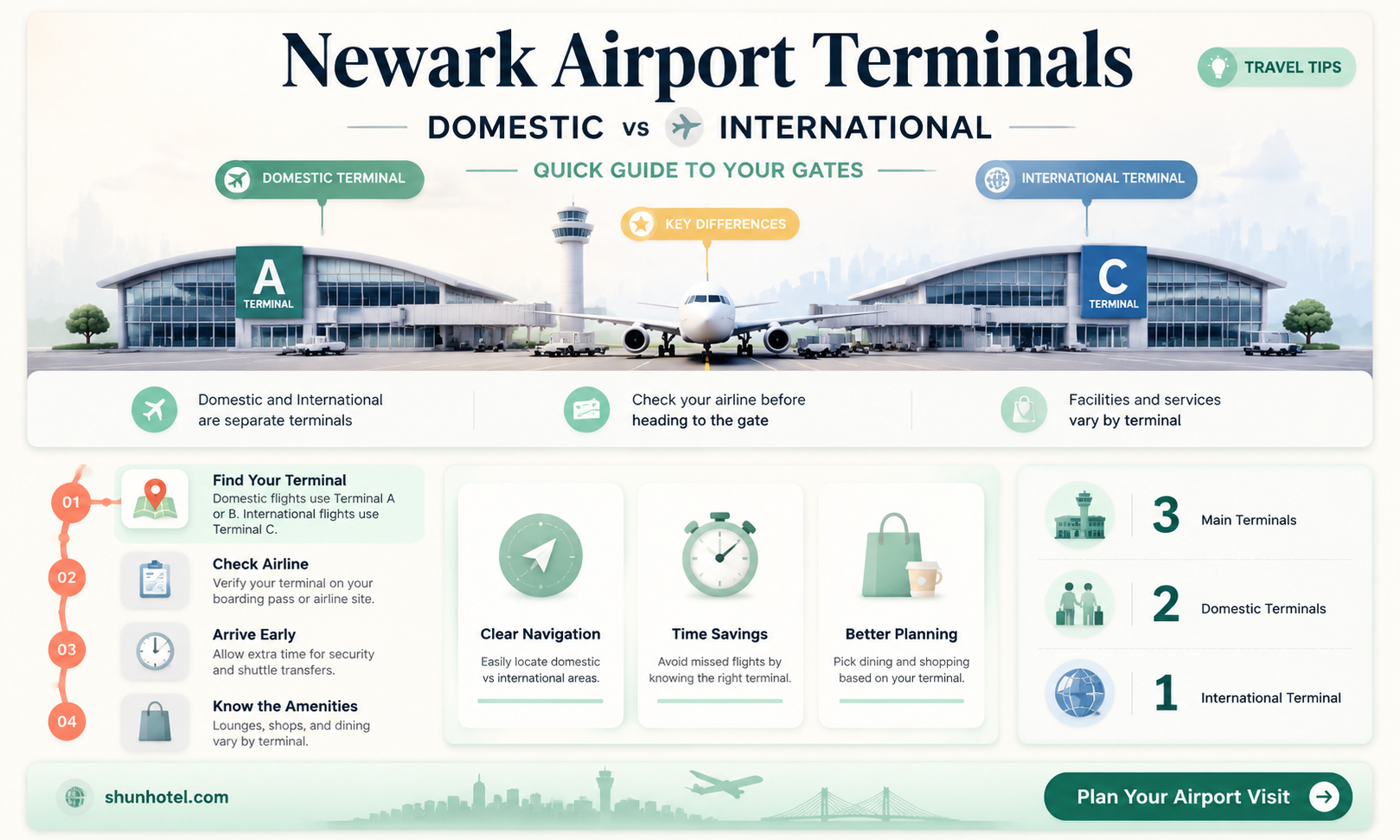 are domestic and international terminals same at newark airport