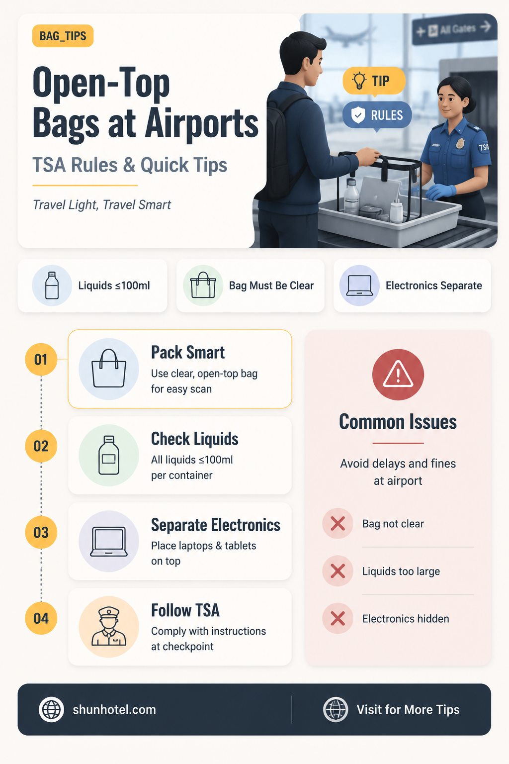 are open top bags okay to take airport