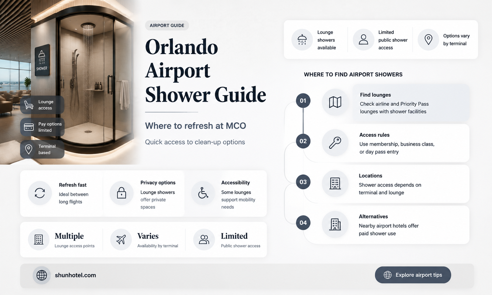 are there showers at orlando airport
