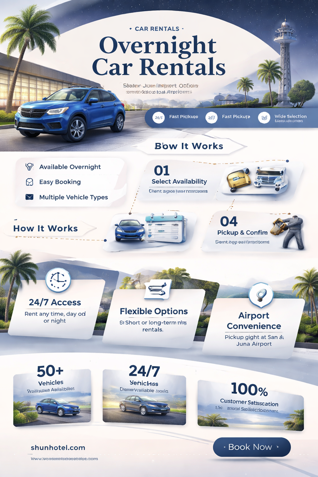 are car rentals open at san juan airport overnight