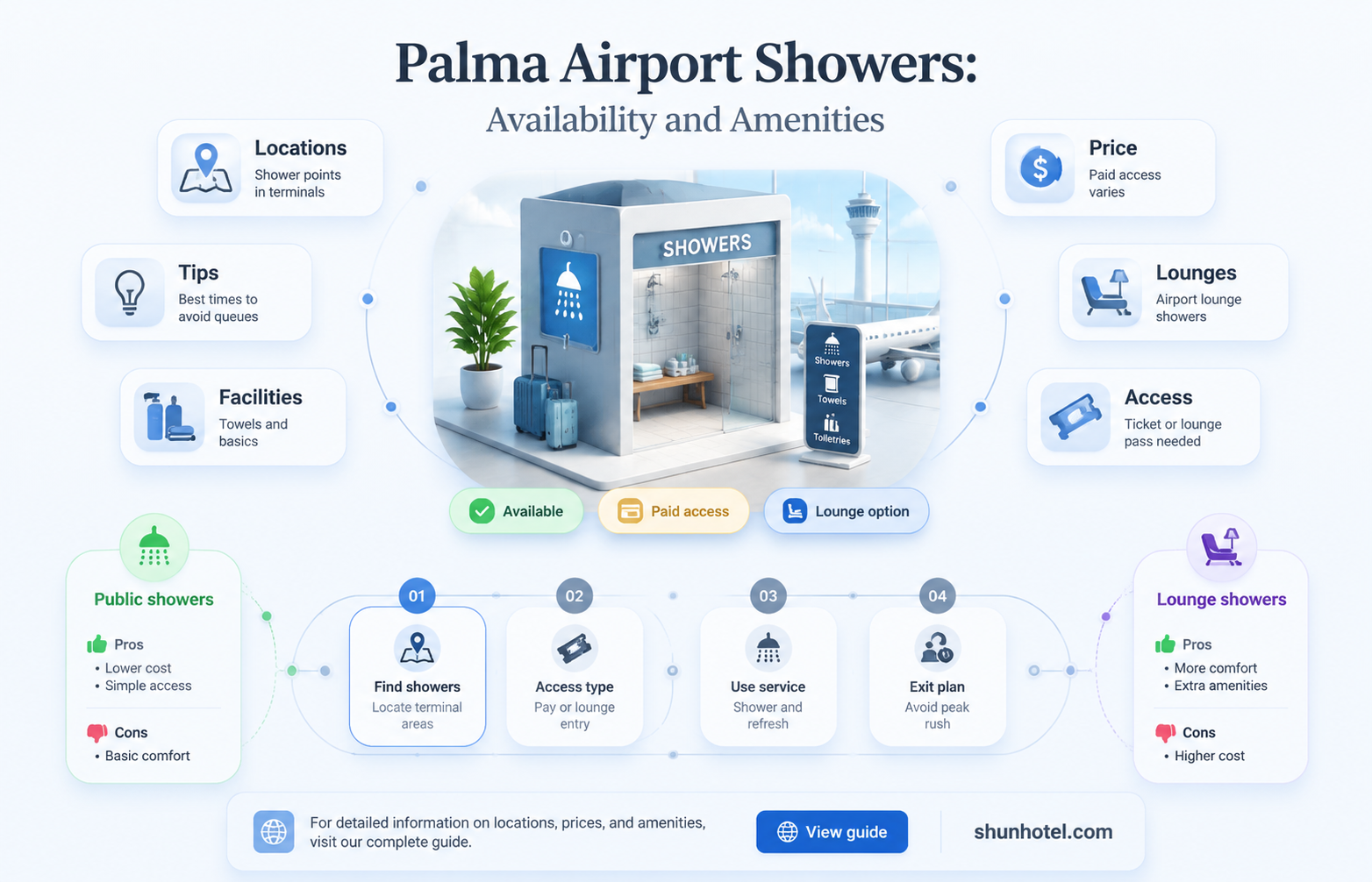 are there showers at palma airport