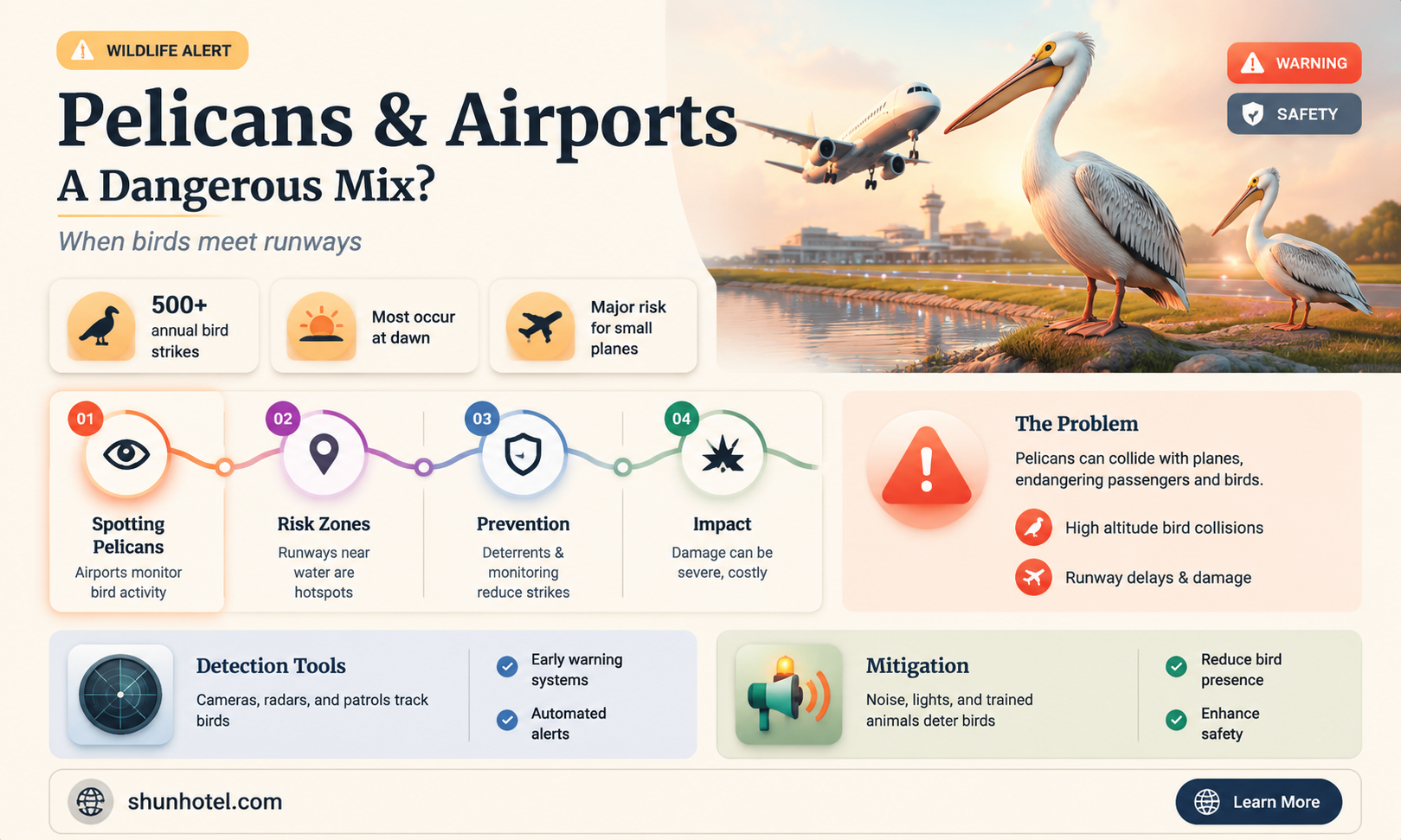 are pelicans a problem at airports