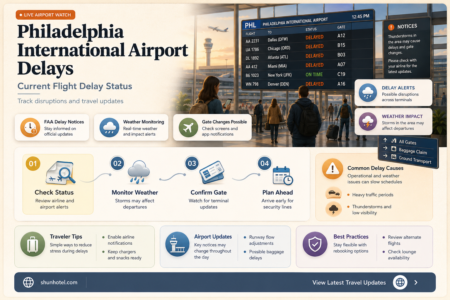 are there any flight delays at philadelphia international airport