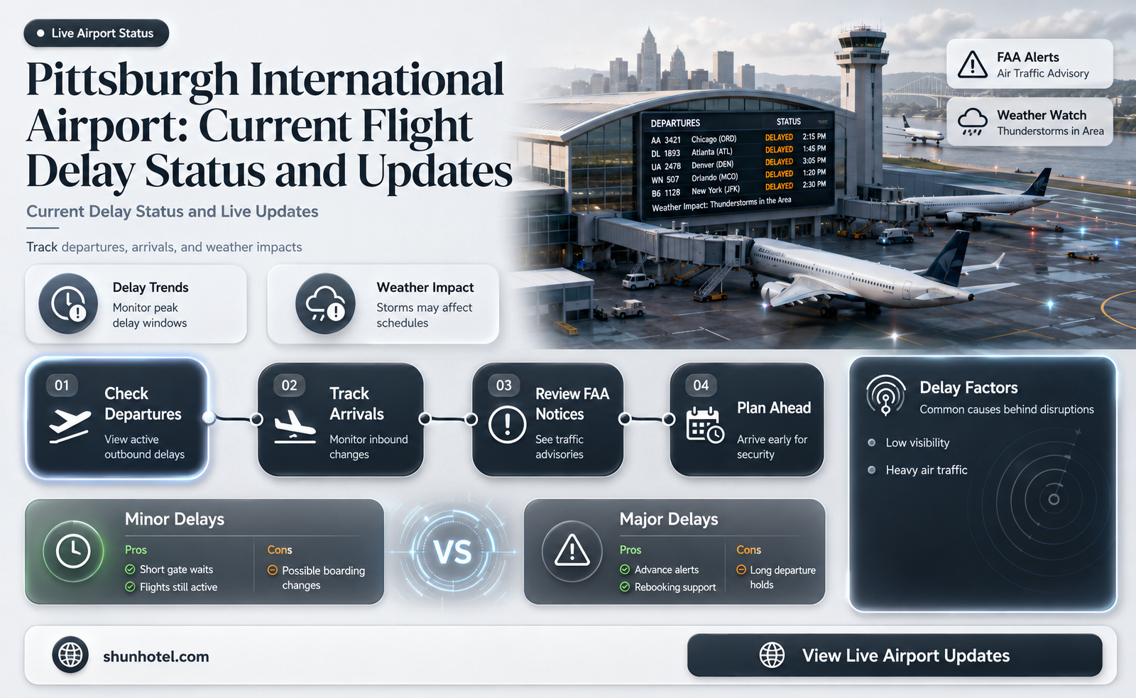 are there any flight delays yet at pittsburgh international airport