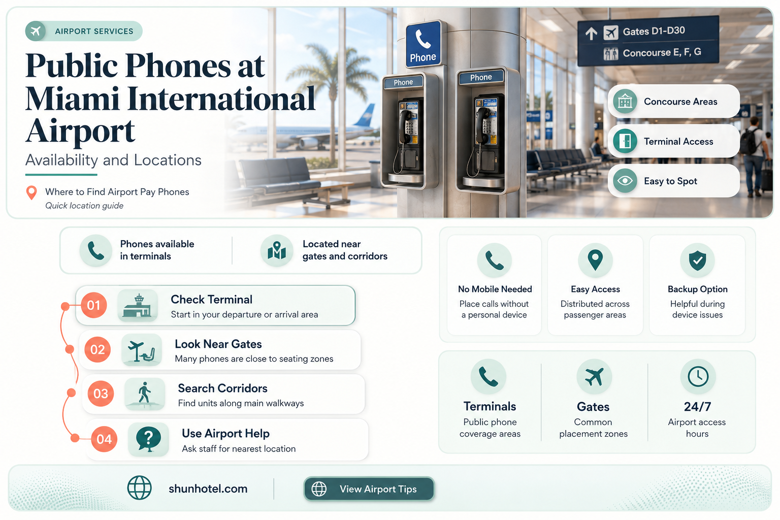 are there public phone in miami international airport