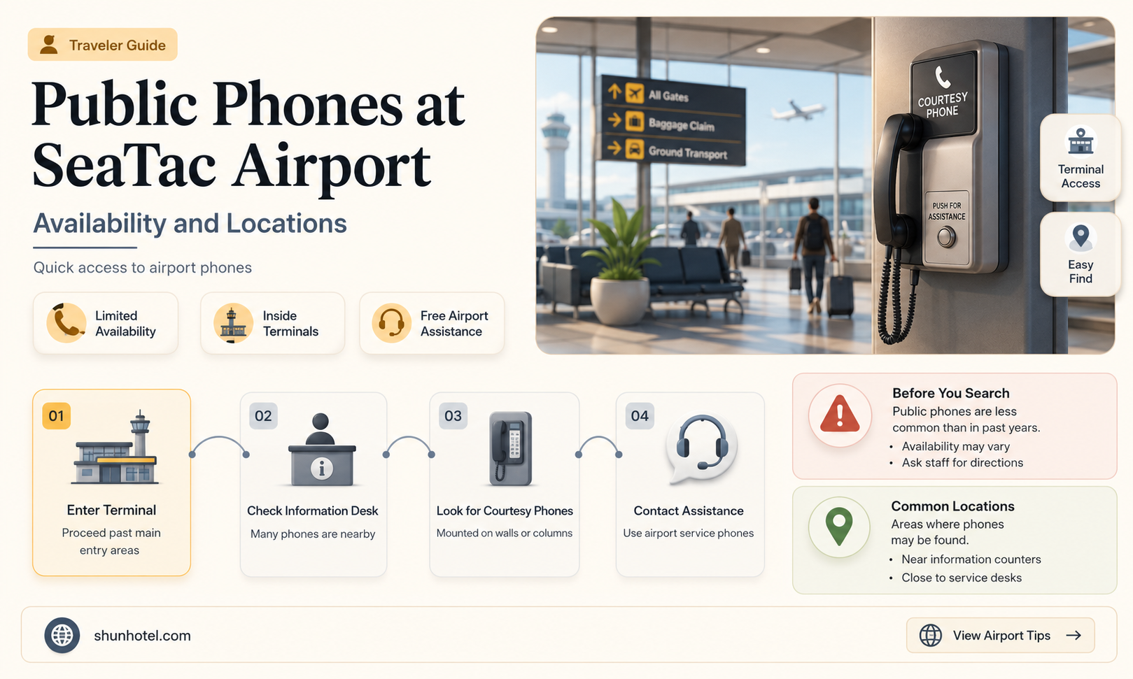 are there public phones seatac airport