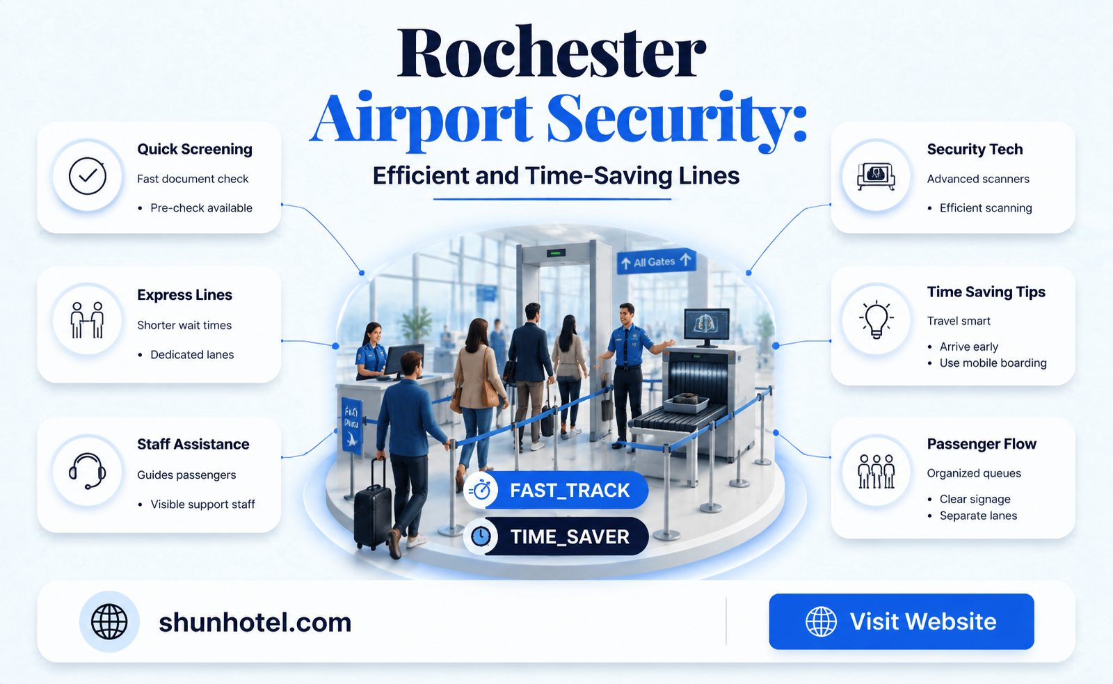 are rochester airport security lines time