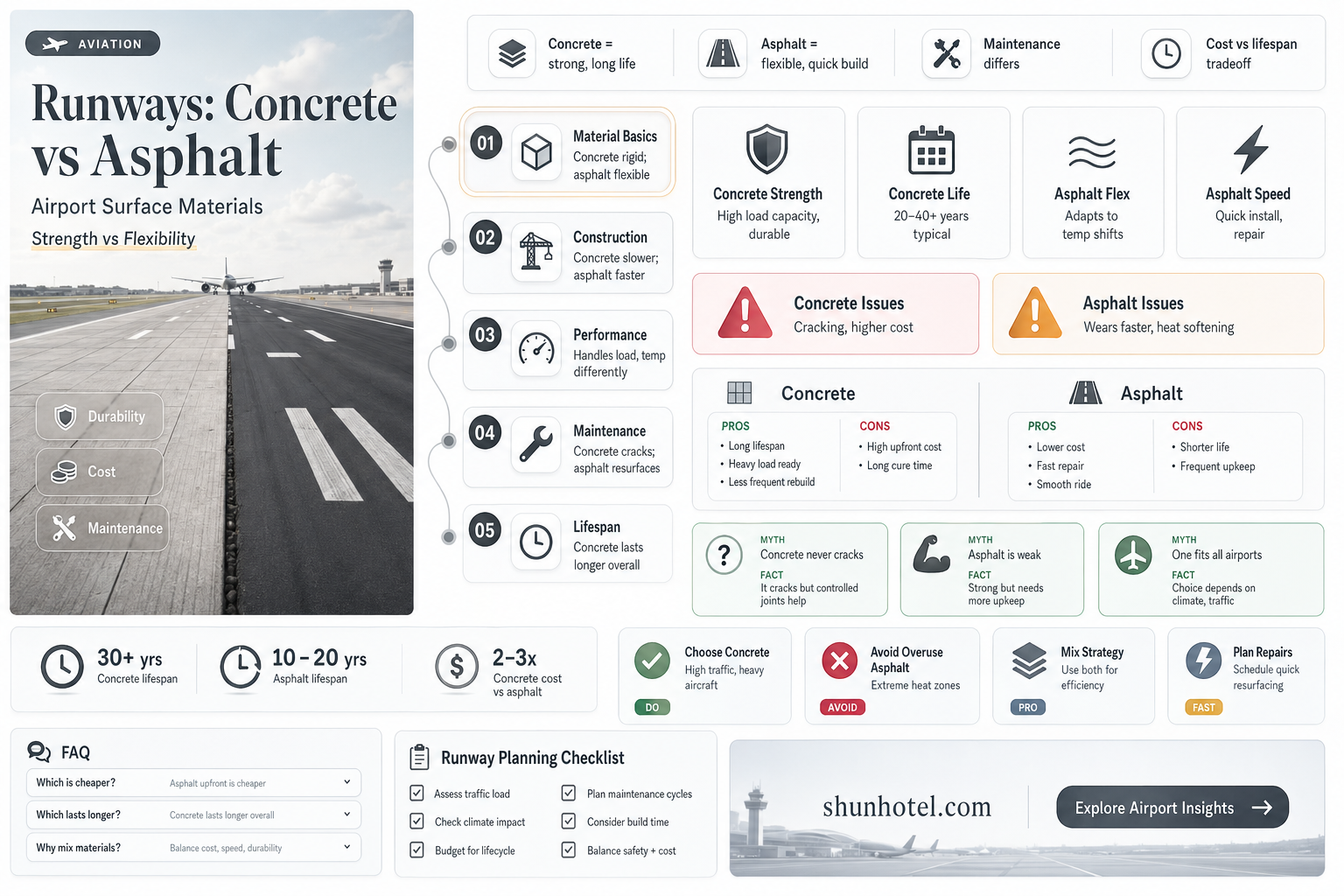 are airport runways concrete or asphalt