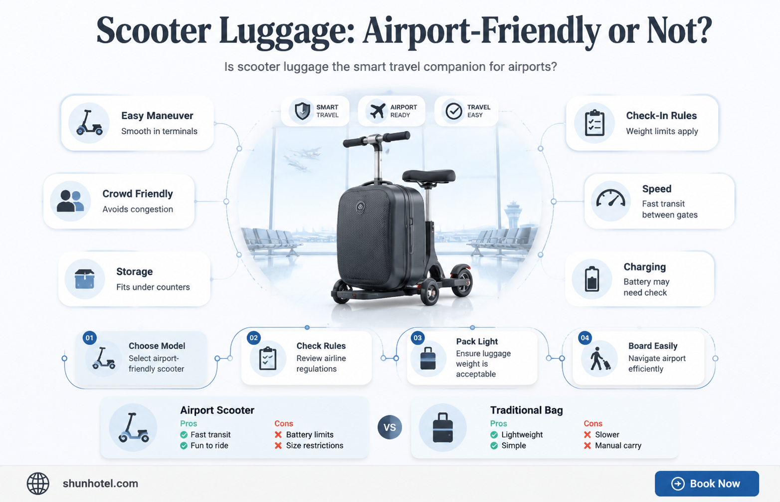 are scooter luggage allowed in airports
