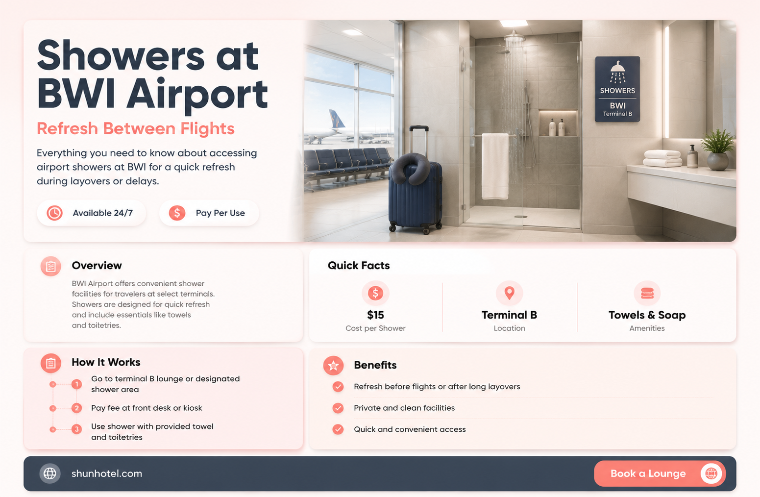 are there showers at bwi airport