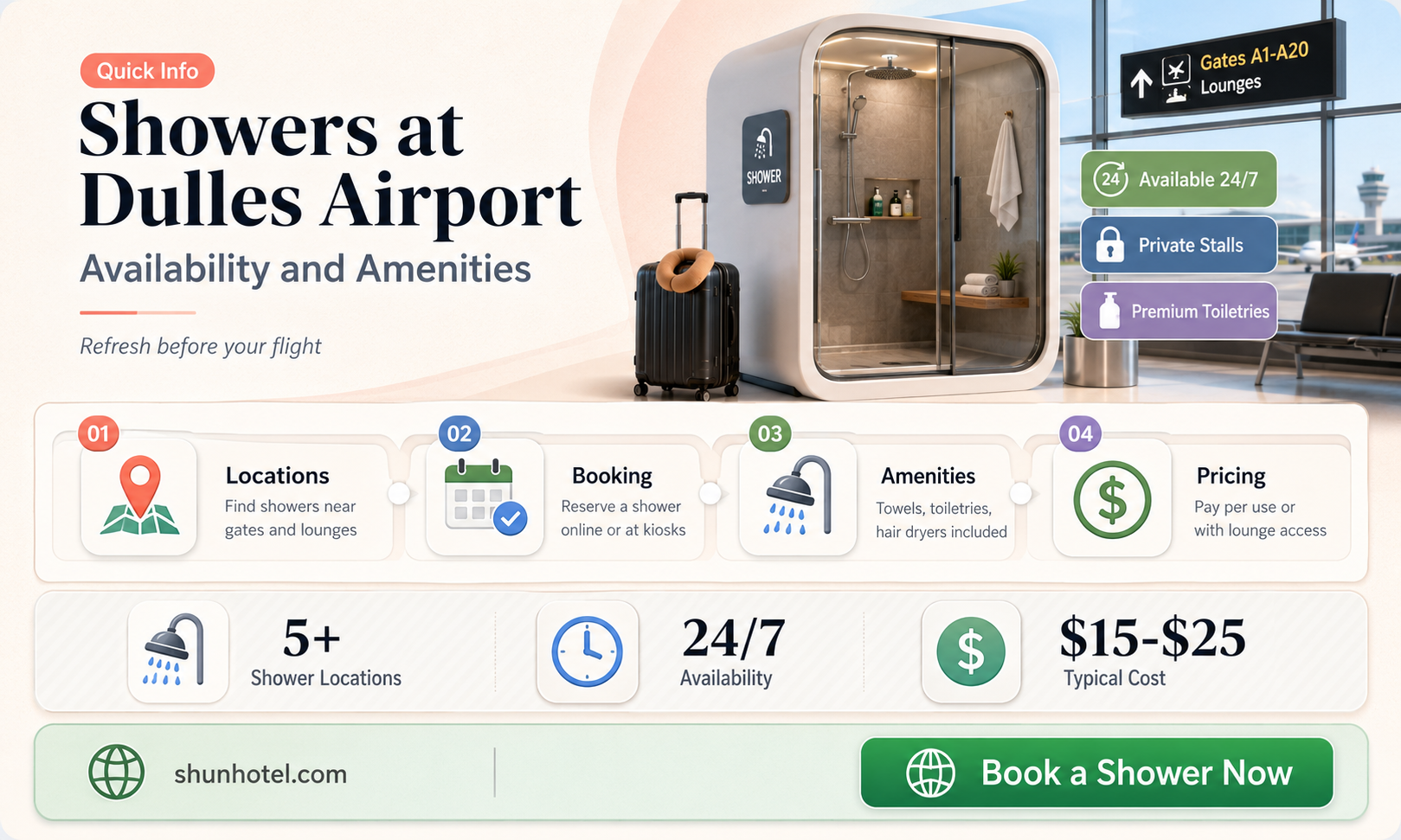 are there showers at dulles airport