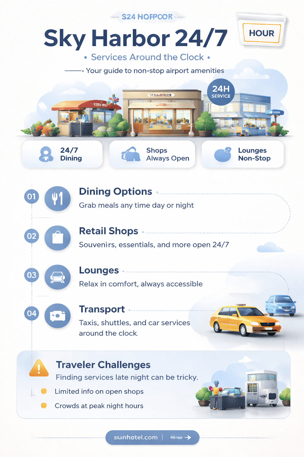 are any places in sky harbor airport open 24 hours