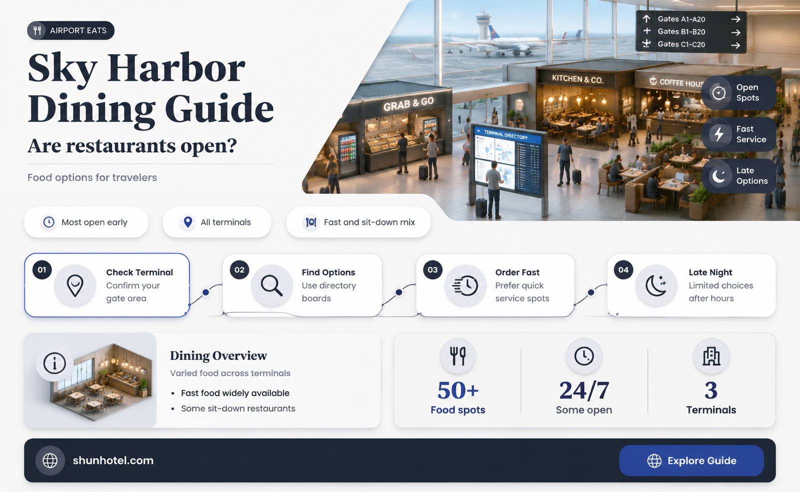 are restaurants open at sky harbor airport