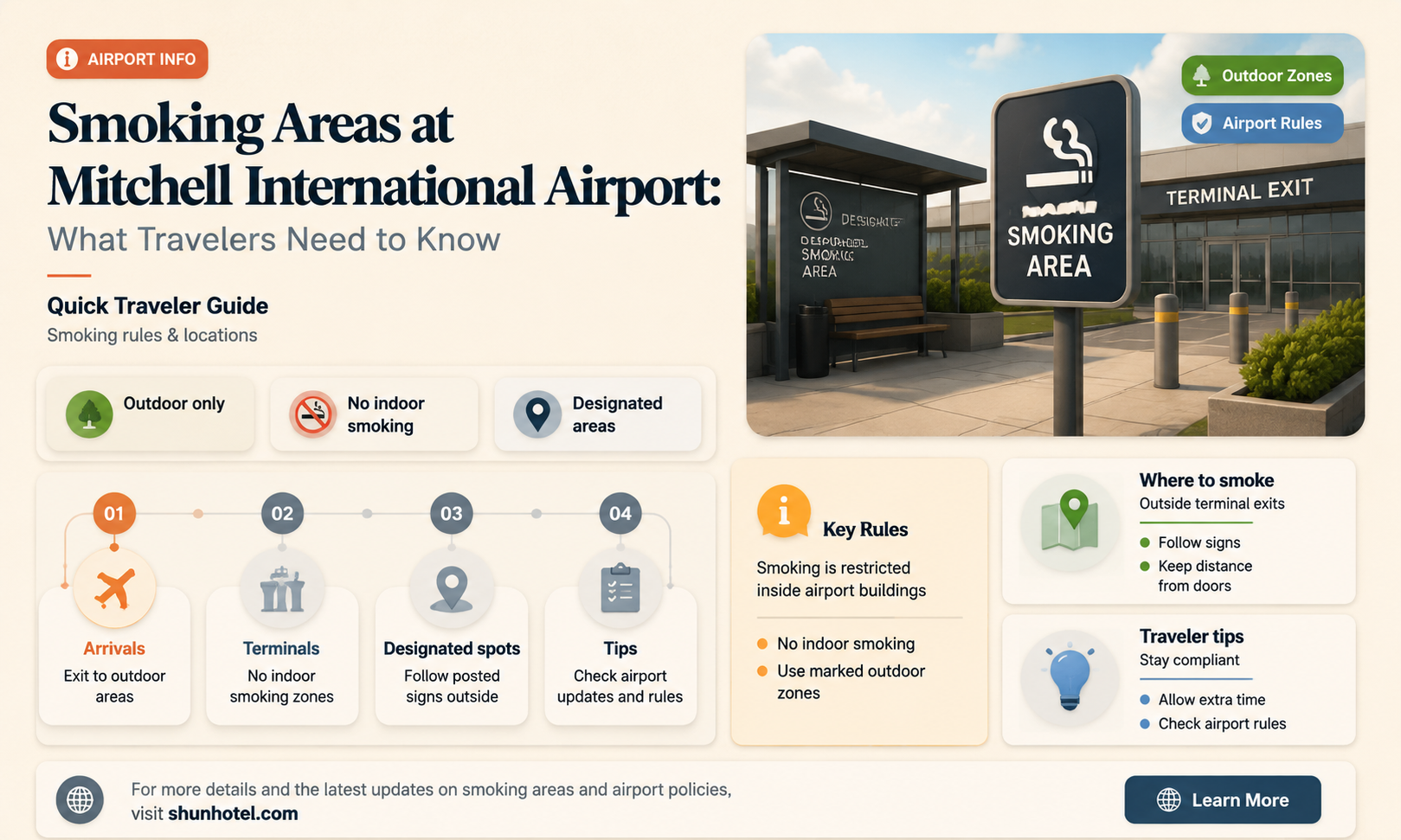 are there smoking areas at mitchell international airport
