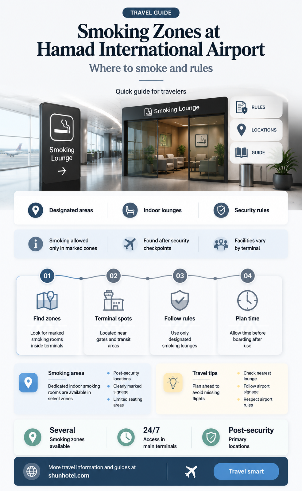 are there smoking areas at hamad international airport