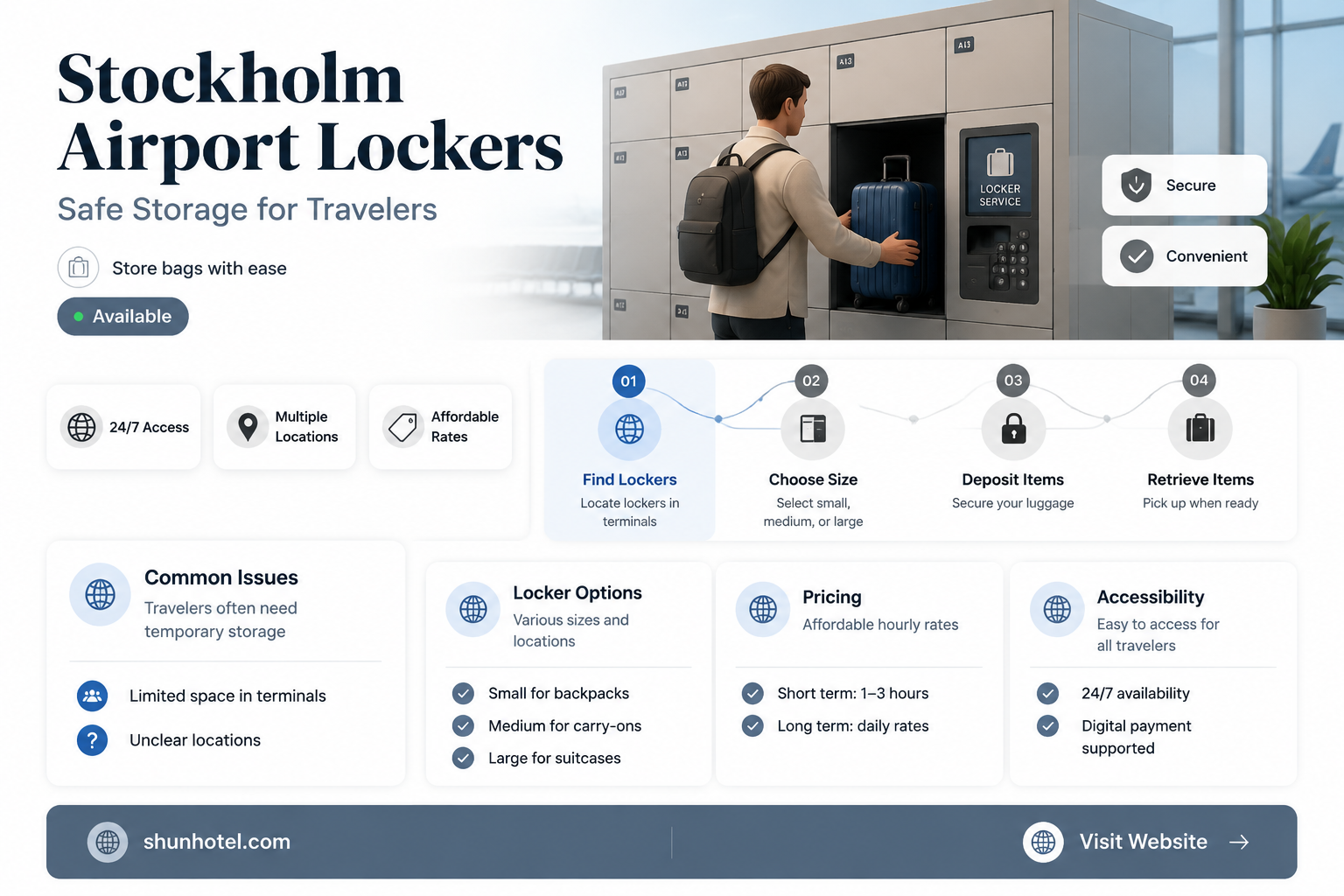 are there lockers in stockholm airport