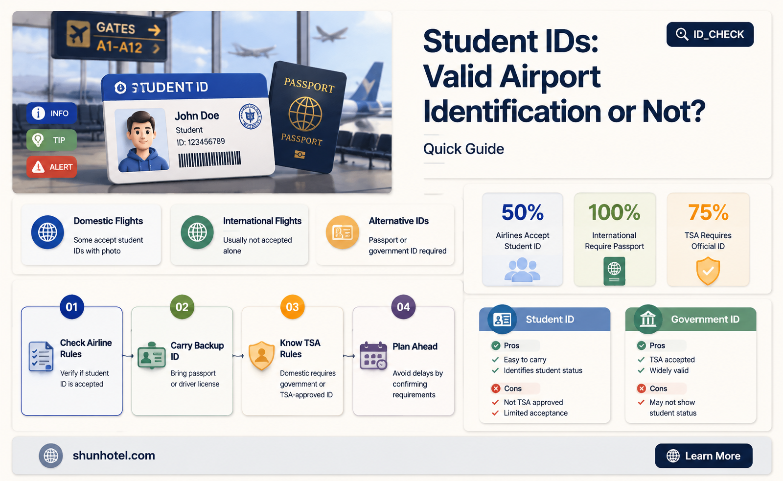are student ids acceptable for airports