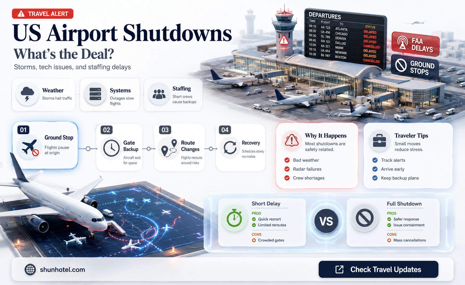 are airports shut down in us