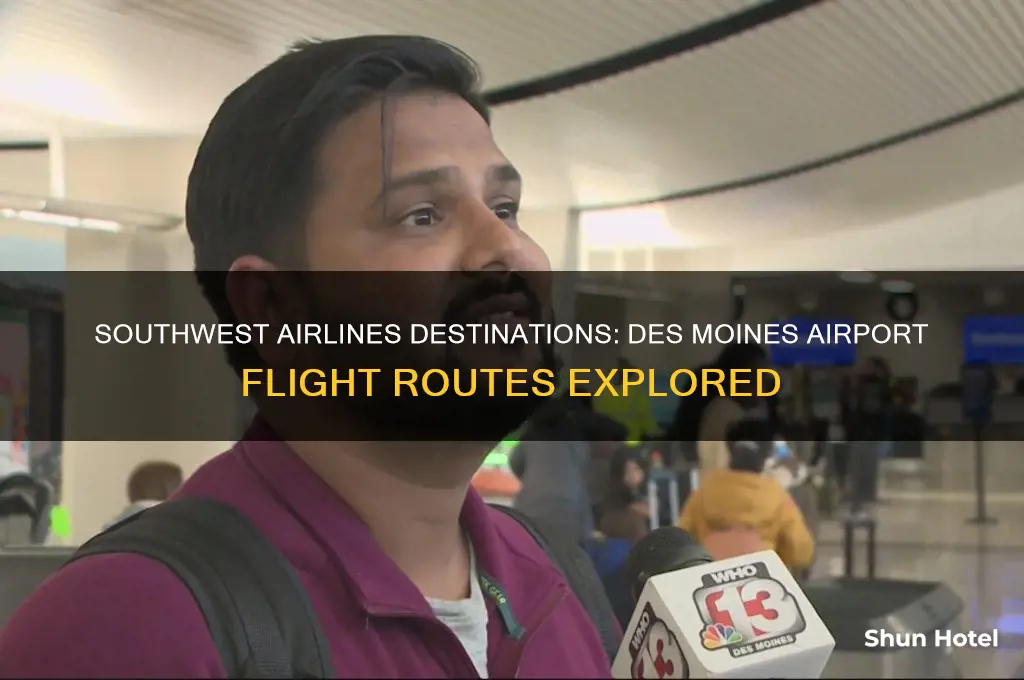 what airports does southwest fly to from des moines