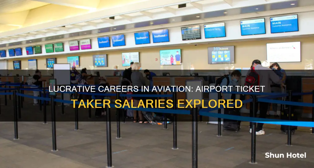 what do airport ticket takers make