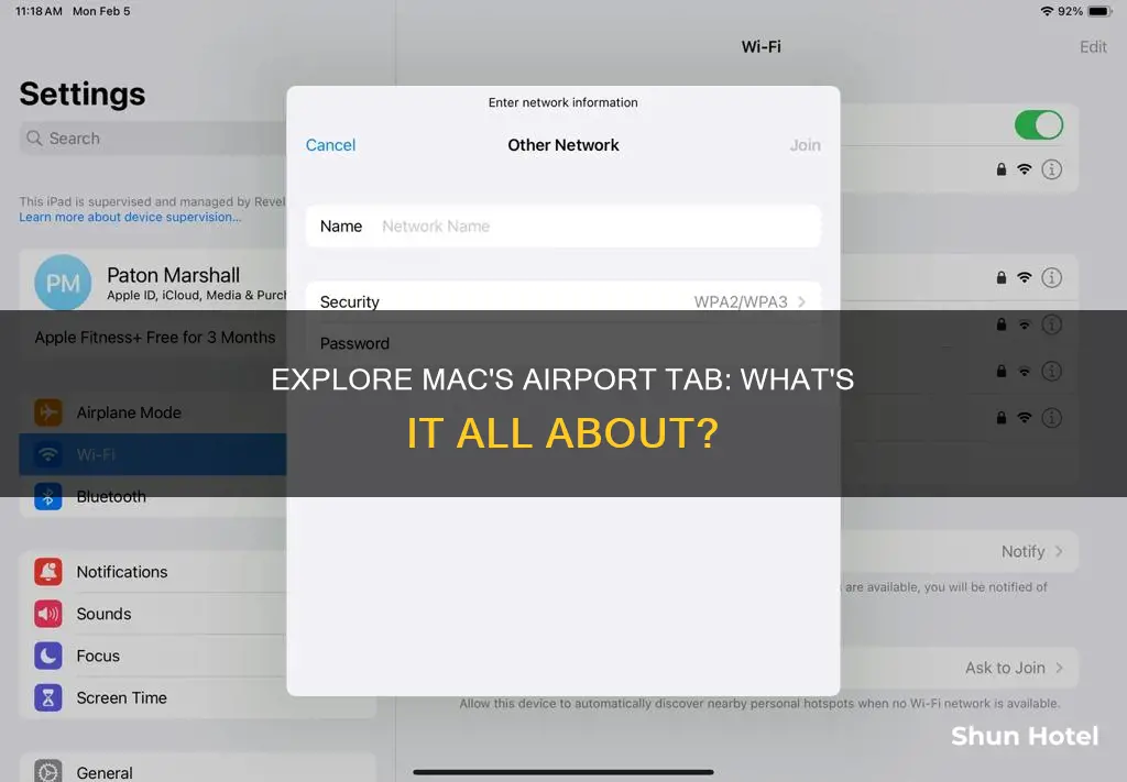 what is airport tab on mac