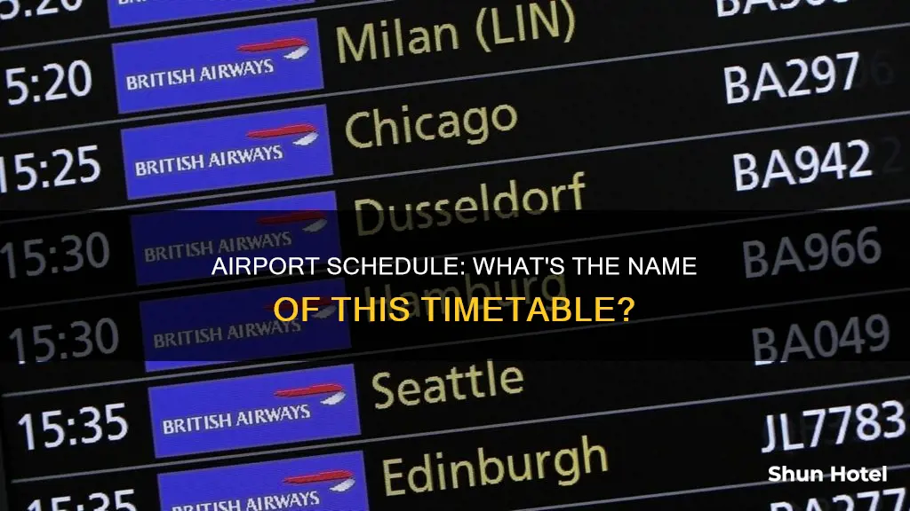 what is an airport schedule called