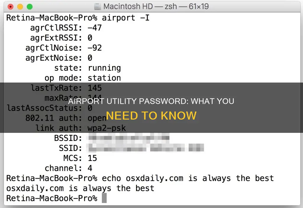 what is the airport utility password