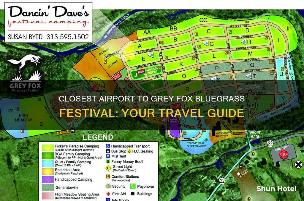 what is the closest airport to grey fox bluegrass festival
