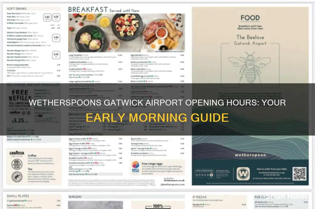 what time does wetherspoons open at gatwick airport