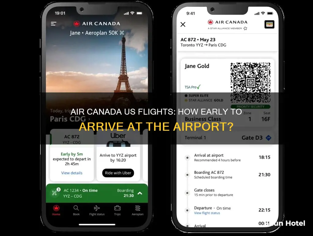 when to arrive at airport for us flights air canada