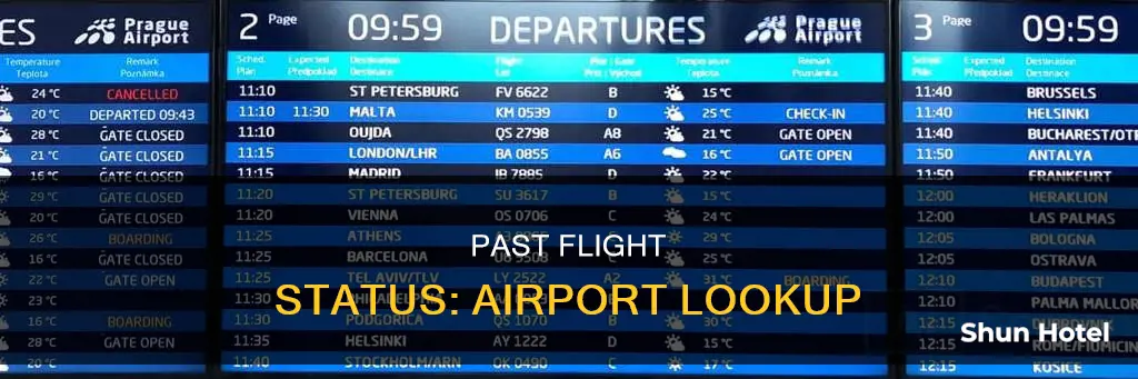 where can i find past fliht status by airport