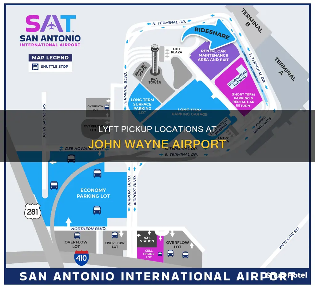 where can lyft pick up a pasenger at sna airport