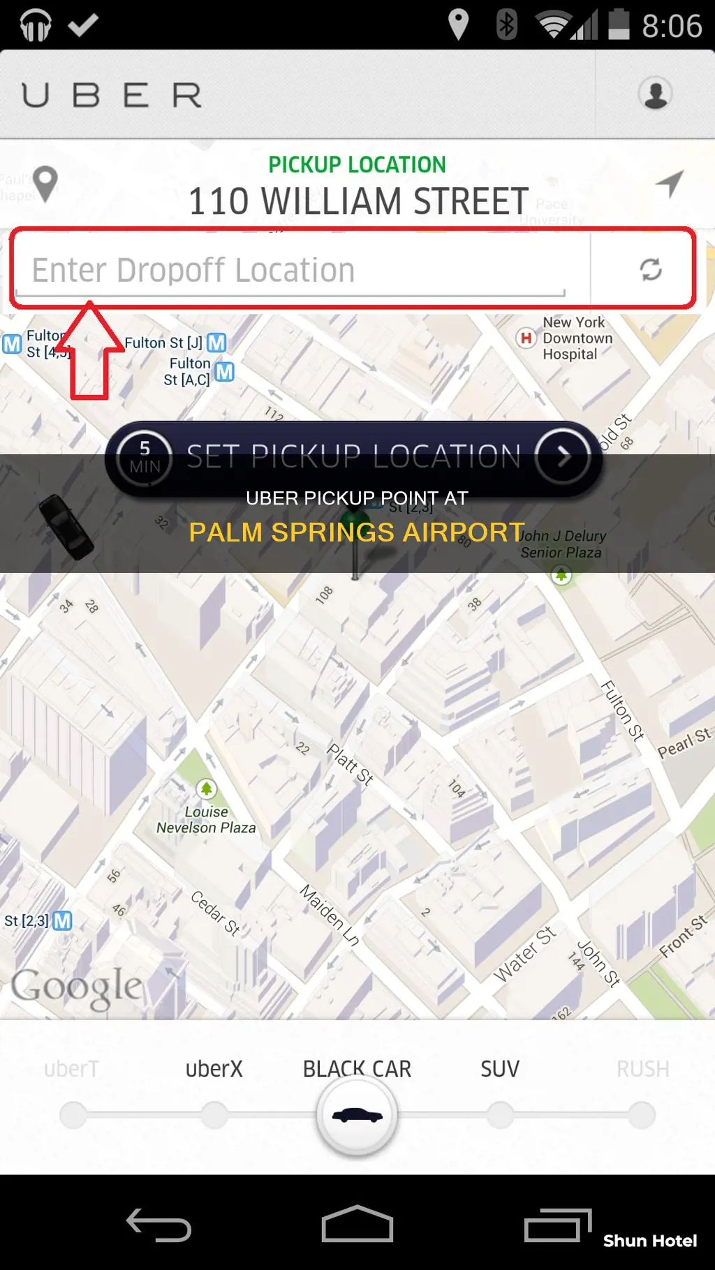 where can uber pick uup passangers at palms springs airport