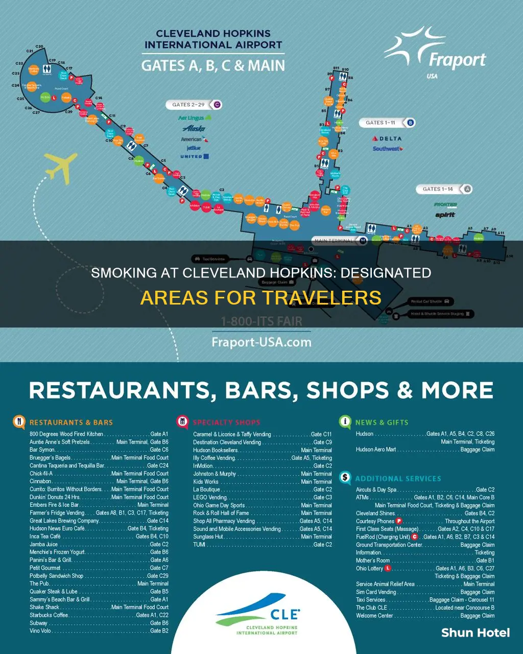 where can you smoke at cleveland hopkins airport