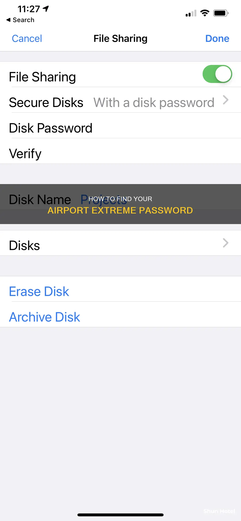 where to find airport extreme password