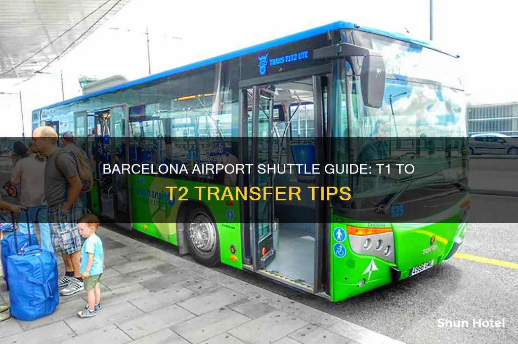 where to get the t1 to t2 shuttle barcelona airport
