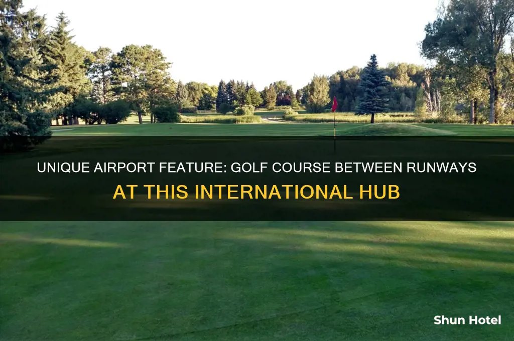 which international airport has golfcourse between the runways
