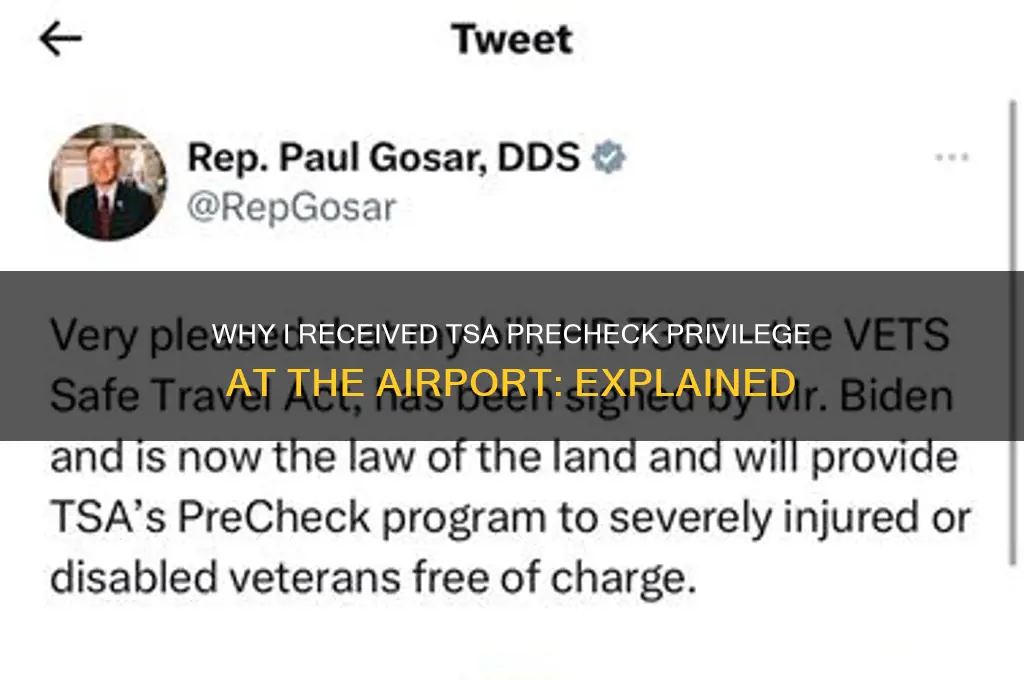 why dud i get pre-check tsa privilege at airport