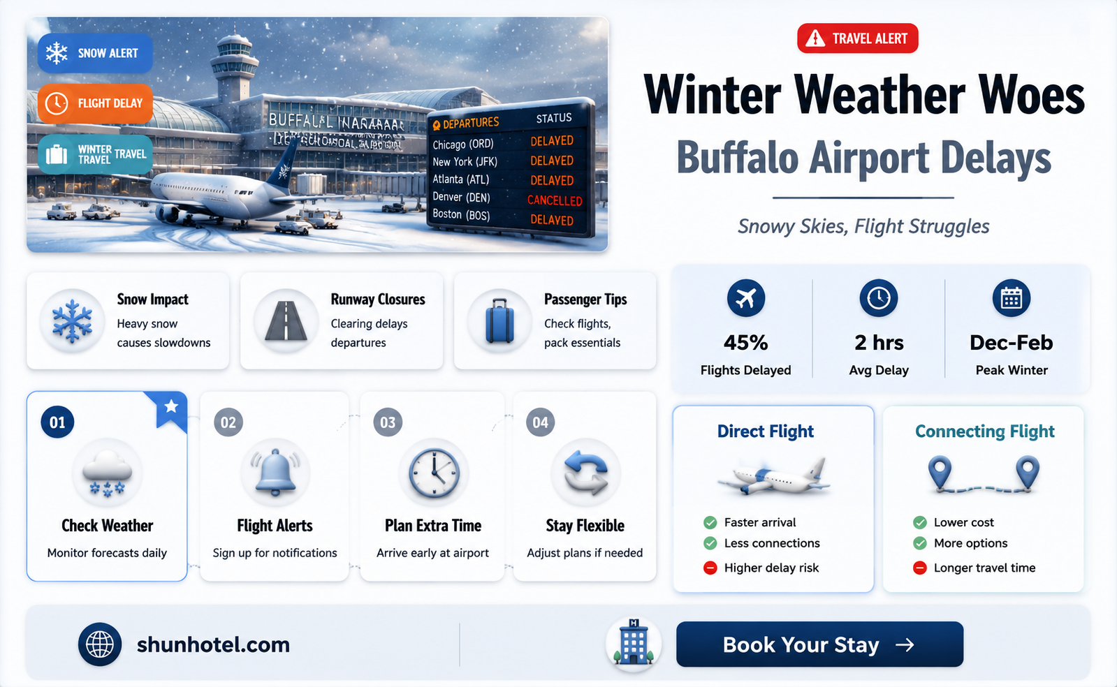 are flights delayed at buffalo airport