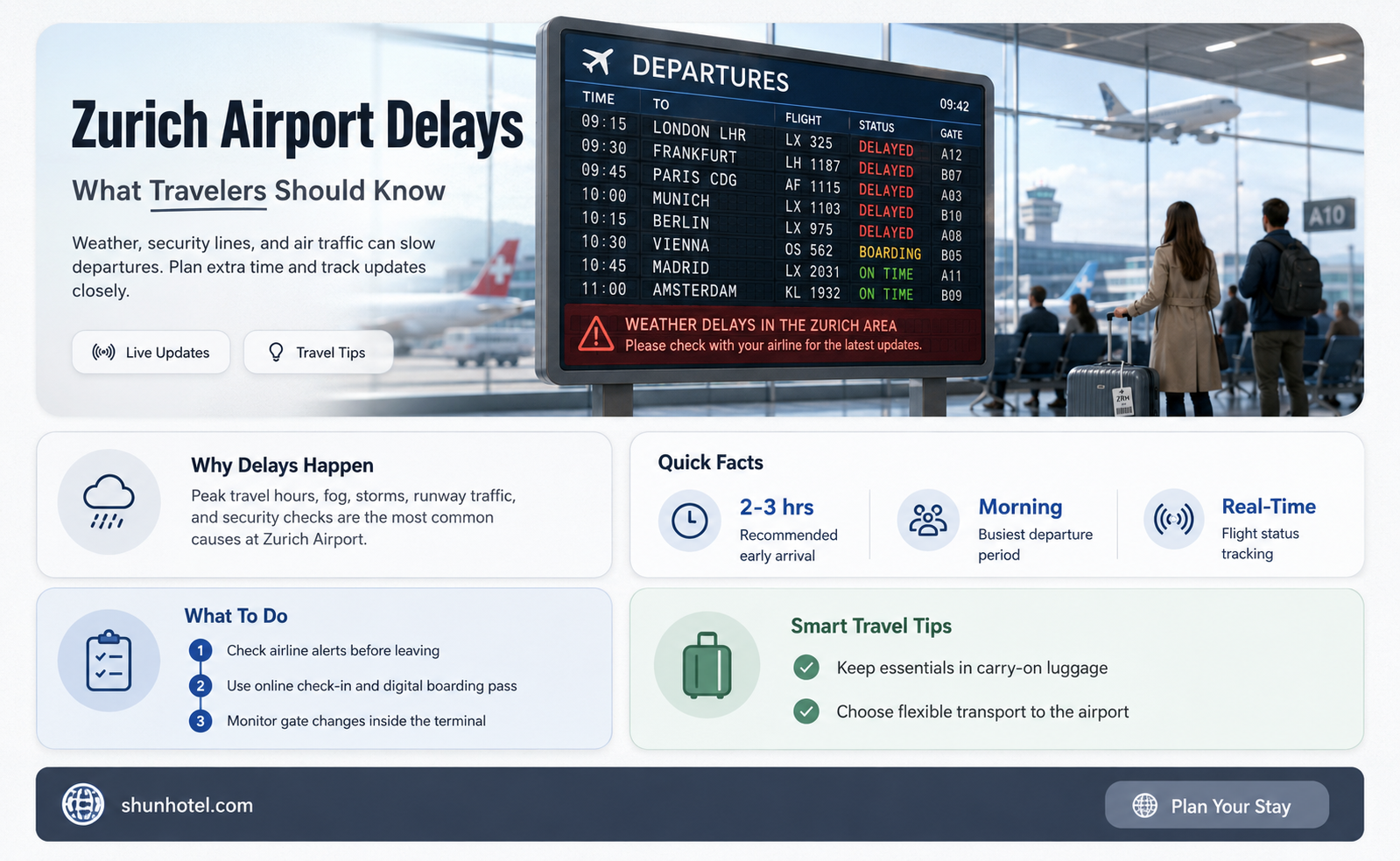 are there delays at zurich airport